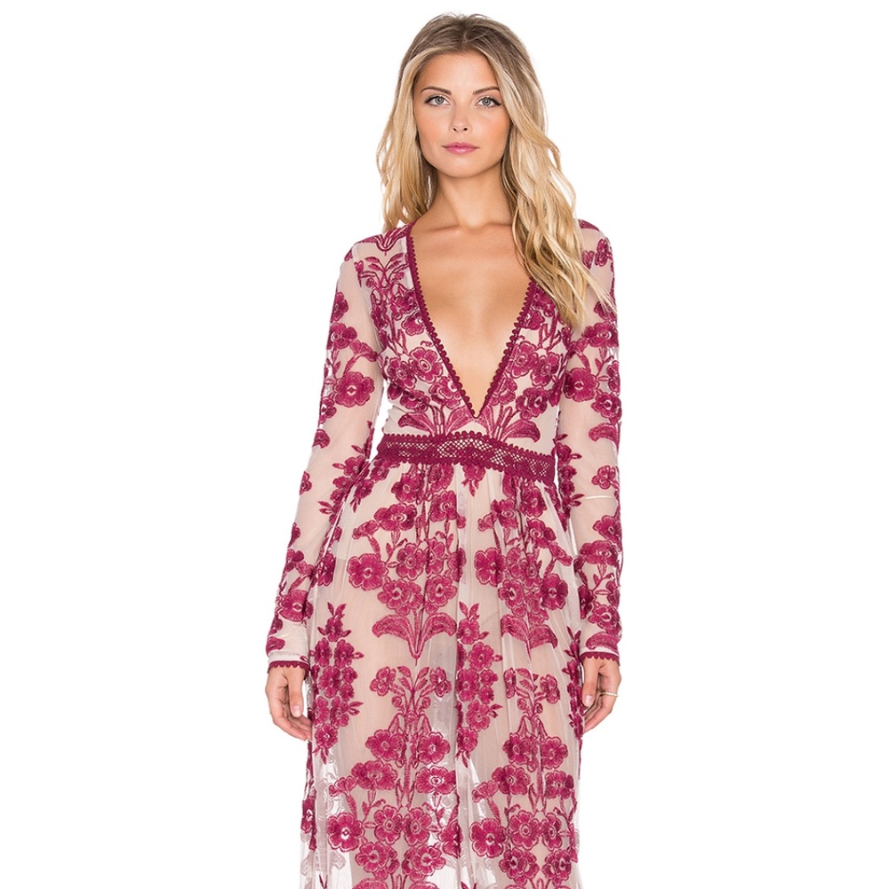 For Love And Lemons Temecula Maxi Dress - Wine XS